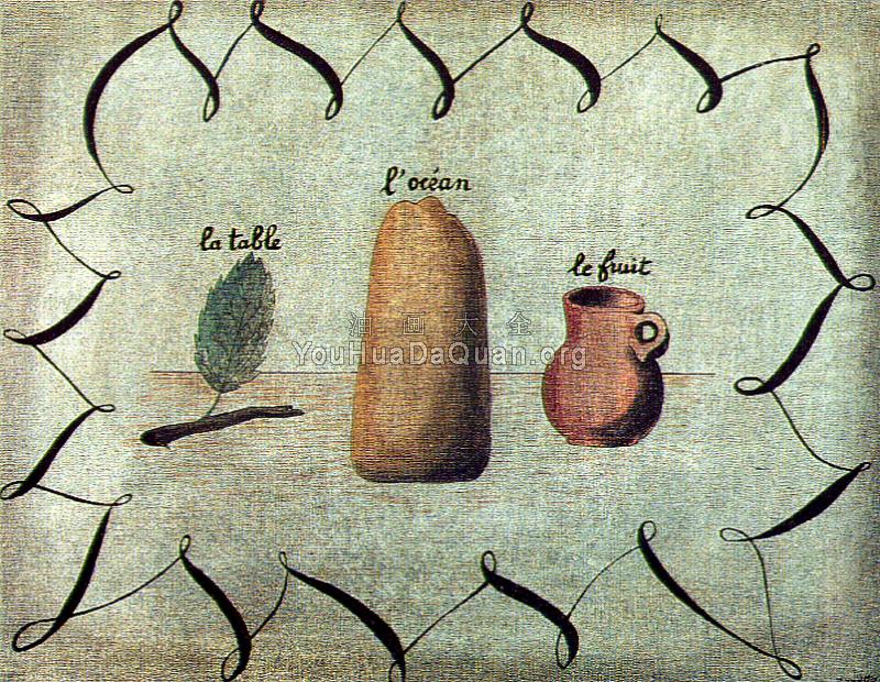 桌子、大海和水果 - 雷内·马格里特